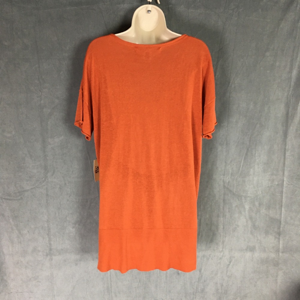 NEW Max Studio Linen Blend Knit Tunic Top Sz L Orange Short Sleeve Lagenlook - Picture 7 of 15